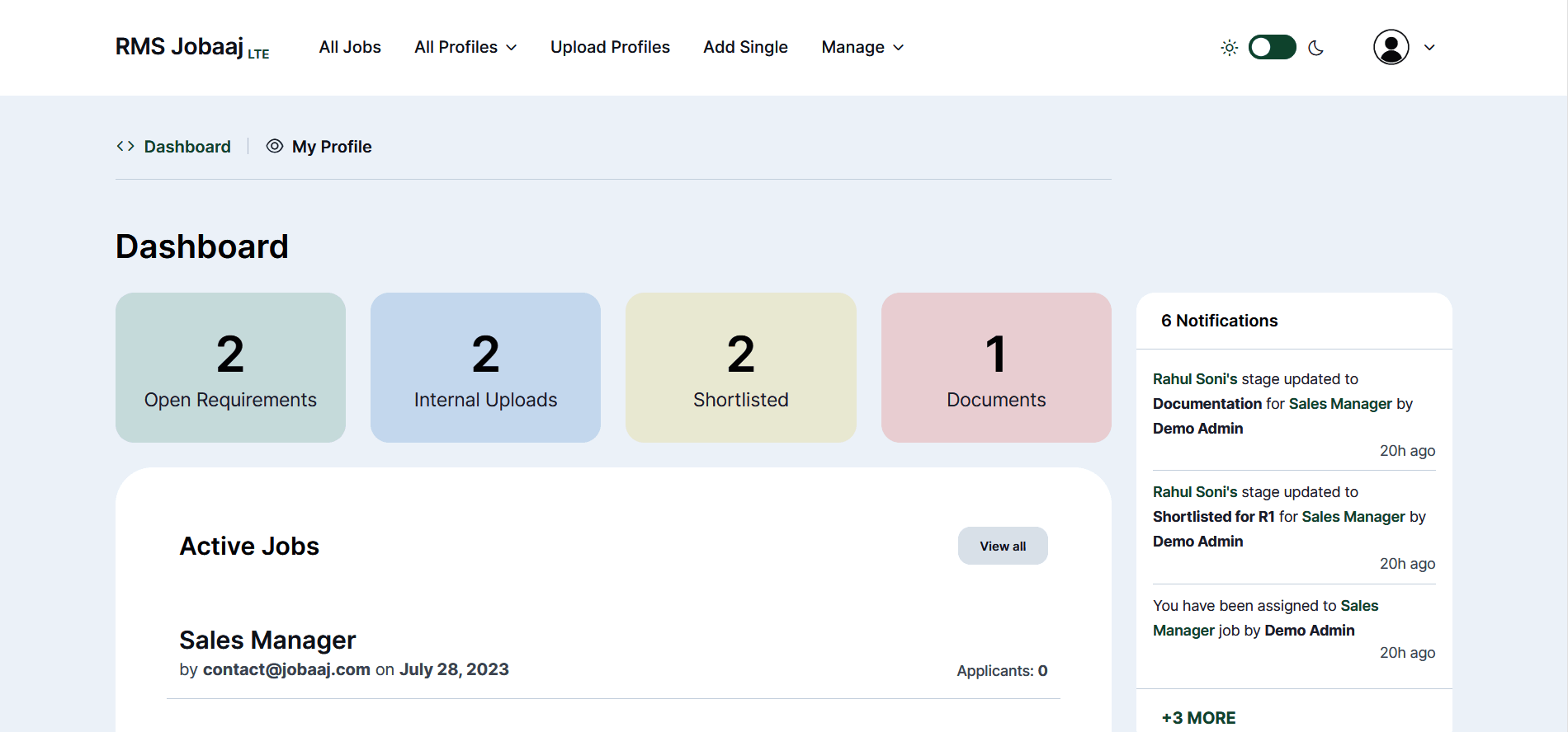 Invendis Rms Dashboard RMS Jobaaj: Reviews, Pricing, Features in 2026