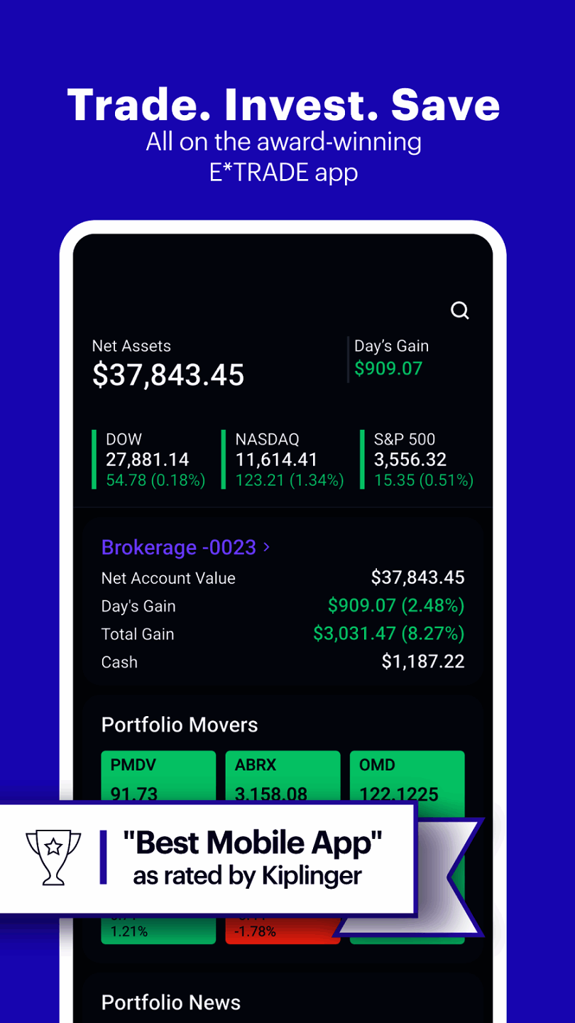 ETRADE Mobile app for iOS and Android Devices in 2024